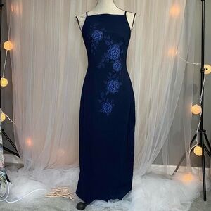NWT vintage blue formal beaded dress